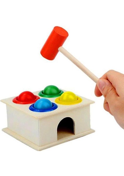 Bebek Eğitici Oyuncaklar Ahşap Çekiç Topu ile Çekiç Topu Renk Bilişsel Eşleştirme Oyuncak Çocuk