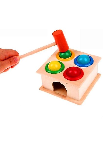 Bebek Eğitici Oyuncaklar Ahşap Çekiç Topu ile Çekiç Topu Renk Bilişsel Eşleştirme Oyuncak Çocuk