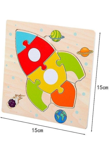 (ROKET-WT426C) Çocuklar Ahşap 3D Puzzle Montessori Oyuncak Erken Eğitim Karikatür Hayvan Öğrenme Yapboz