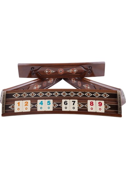 Wood Art Mozaikli Oval Masif Okey Takımı Ceviz