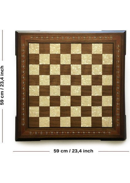 Wood Art El Yapımı Masif Ahşap Sedefli Satranç Tablası Ceviz 59X59CM modelleri