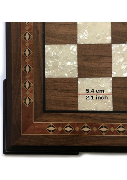 Wood Art El Yapımı Masif Ahşap Sedefli Satranç Tablası Ceviz 59X59CM fırsatları