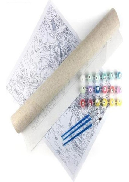 Nehir ve Filler Sayılarla Boyama Seti Rulo 40 x 50 cm