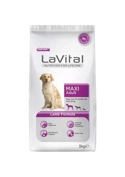 Lavital Büyük Irk Kuzu Etli Yetişkin Köpek Maması 3 kg