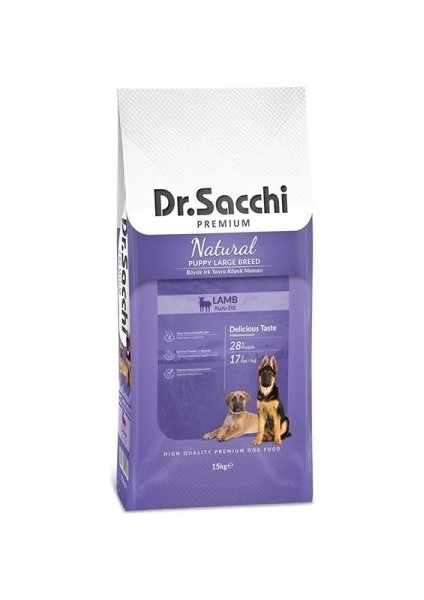 Dr. Sacchi Puppy Büyük Irk Kuzu Etli Yavru Köpek Maması 15 kg