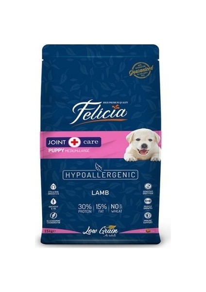 Düşük Tahıllı Hipoalerjenik Kuzu Etli Orta ve Büyük Irk Yavru Köpek Maması 15 kg