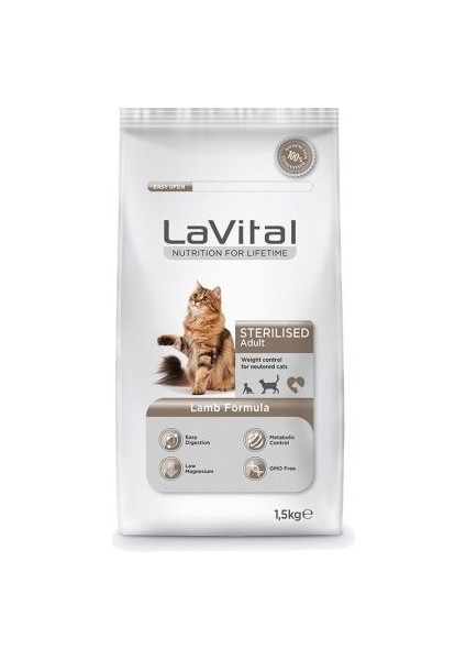 Lavital Sterilised Kuzu Etli Kısırlaştırılmış Kedi Maması 1,5 kg