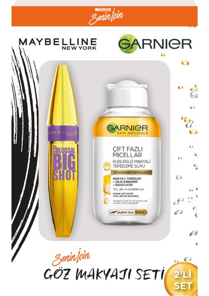 Maybelline Bigshot Maskara + Garnier Mini Micellar Oil 100ML