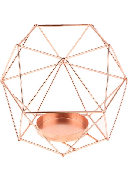 F Fityle Ev Mood Işık Tel 3D Geometrik Şamdan Tealight Candletholder Gold1 Gül Altın (Yurt Dışından) modelleri