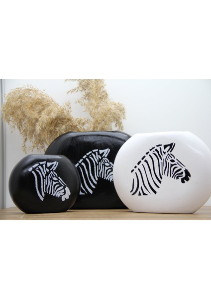 Zebra Görselli Seramik Vazo Üçlü Set fiyatları