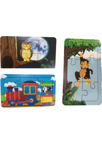 Trendy Toys Ahşap Puzzle Ilk Yapbozum 3 Adet 6 Parçalı 18X11CM