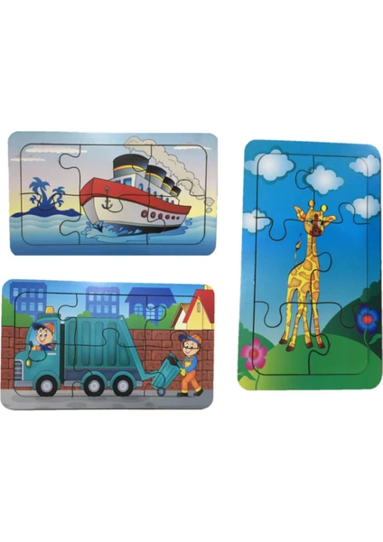 Trendy Toys Ahşap Puzzle Ilk Yapbozum 3 Adet 6 Parçalı 18X11CM