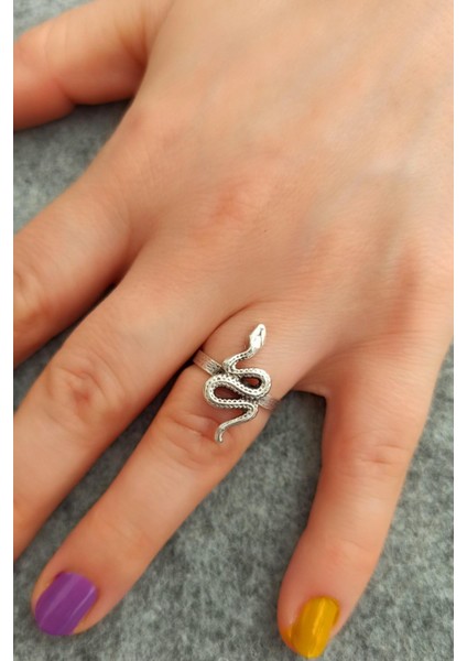 Antik Gümüş Kaplama Küçük Yılan Şekilli El Yapımı Ayarlanabilir Yüzük fiyatları