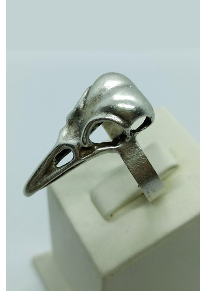 Antik Gümüş Kaplama Karga Başı Iskeleti Şekilli El Yapımı Ayarlanabilir Yüzük indirimleri