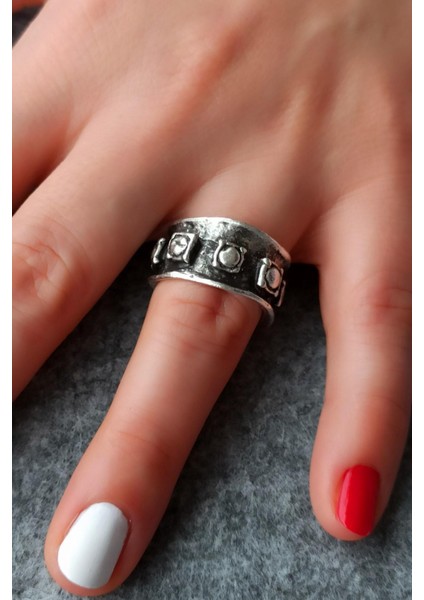 Antik Gümüş Kaplama Mitolojik Şekilli El Yapımı Ayarlanabilir Yüzük