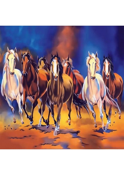 Koşan Atlar Sayılarla Boyama Seti Kasnaklı 40 x 50 cm