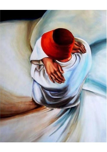 Mevlana ve Şems Sayılarla Boyama Seti Kasnaklı 40 x 50 cm
