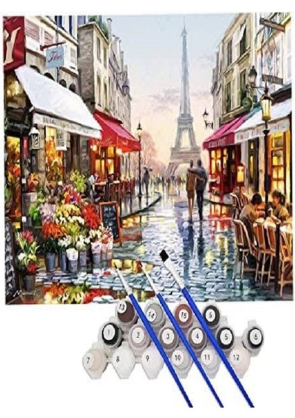 Pariste Aşk Sayılarla Boyama Seti Kasnaklı 40 x 50 cm