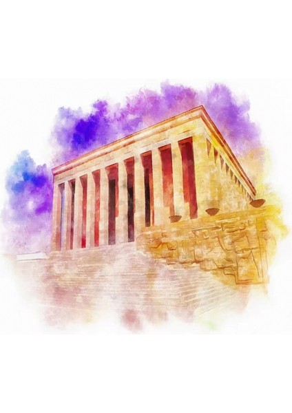 Renkli Anıtkabir Sayılarla Boyama Seti Kasnaklı 40 x 50 cm