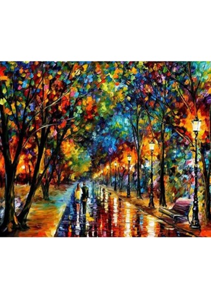 Renkli Yağmur Sayılarla Boyama Seti Kasnaklı 40 x 50 cm
