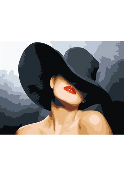 Şapkalı Güzel Sayılarla Boyama Seti Kasnaklı 40 x 50 cm