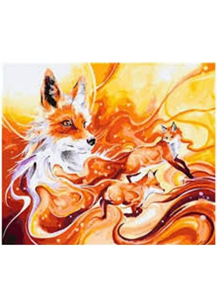 Tilki Sayılarla Boyama Seti Kasnaklı 40 x 50 cm