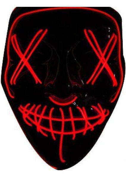Cadılar Bayramı Light Up Maske Cadılar Bayramı Festivali Parti Için Korkunç Maske (Kırmızı)(Yurt Dışından)