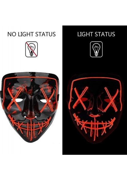Cadılar Bayramı Maskesi Festival Cosplay Için LED Işık Up Maskesi (Kırmızı)