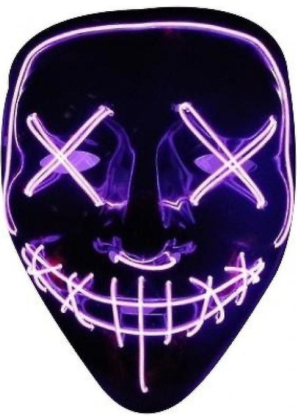 Cadılar Bayramı Light Up Maske Cadılar Bayramı Festivali Parti Için Korkunç Maske (Mor)