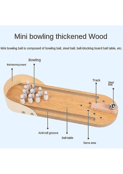 Mini Bowling Topu, Ahşap Masa Üstü Bowling Topu Kapalı Bowling Top Oyuncak Klasik Masa Üst Top