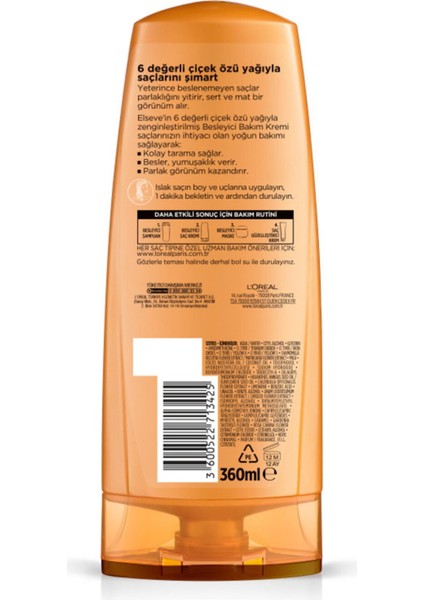 L'oreal Paris L'oreal Elseve 6 Mucizevi Yağ Besleyici Bakım Kremi 360 ml Saç Kremi fiyatları