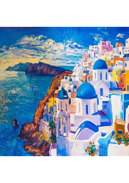 Yunanistan Evleri Sayılarla Boyama Seti Rulo 40 x 50 cm