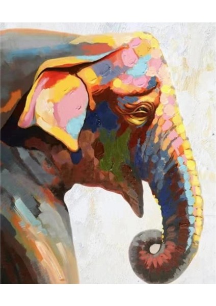 Yaşlı Fil Sayılarla Boyama Seti Kasnaklı 40 x 50 cm