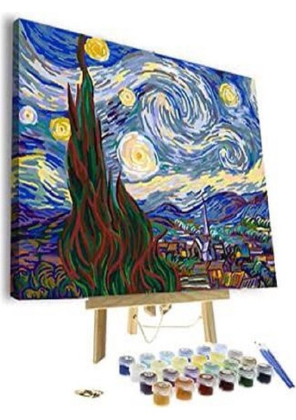 Zürafa ve Yavrusu Sayılarla Boyama Seti Kasnaklı 40 x 50 cm