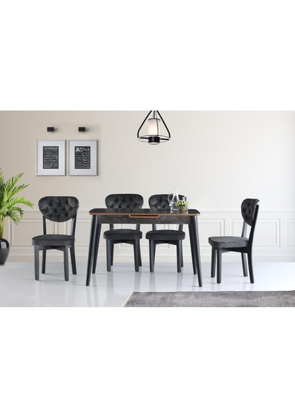 Milano H.gloss Mdf Irony Masa 4 Adet Gala Sandalye Takım