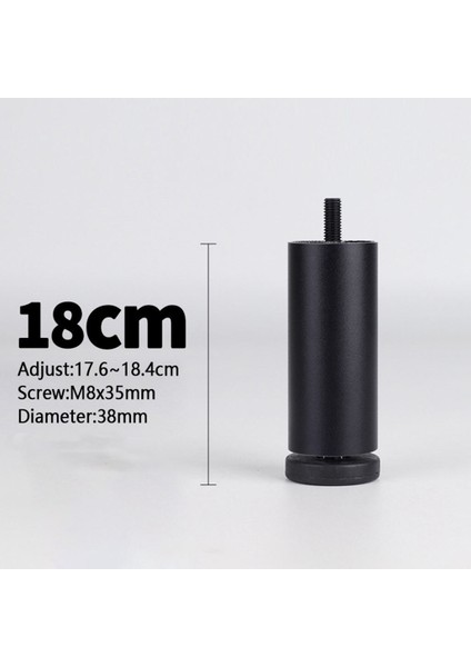Alüminyum Alaşım Ayarlanabilir Mobilya Koltuk Dolap Ayağı 4 Adet Siyah 18 cm