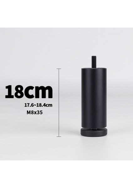 Alüminyum Alaşım Ayarlanabilir Mobilya Koltuk Dolap Ayağı 4 Adet Siyah 18 cm