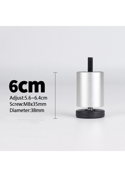 Alüminyum Alaşım Ayarlanabilir Mobilya Koltuk Dolap Ayağı 4 Adet Gümüş 6 cm