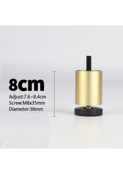 Alüminyum Alaşım Ayarlanabilir Mobilya Koltuk Dolap Ayağı 4 Adet Altın 8 cm