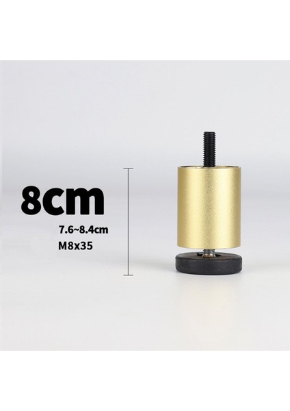Alüminyum Alaşım Ayarlanabilir Mobilya Koltuk Dolap Ayağı 4 Adet Altın 8 cm