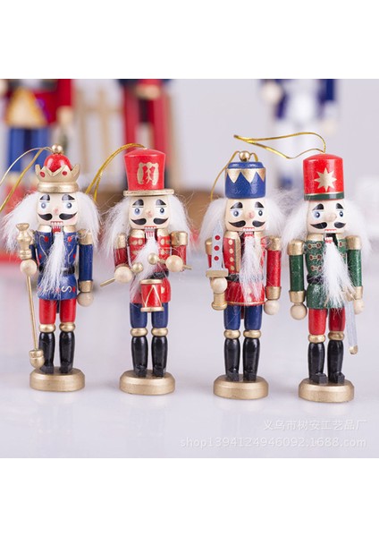 4 Adet Ahşap Fındıkkıran Asker Figürinler Hediye Noel Dekor Parti Oyuncak (Yurt Dışından)