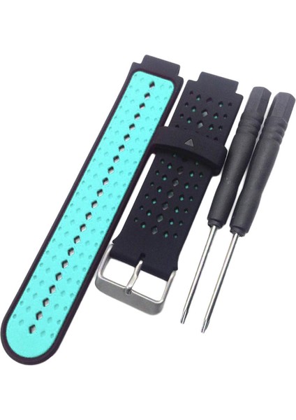Silikon Bant Askı ve Krom Toka Garmin Forerunner 220 230 235 620 630 735 Siyah ve Nane Yeşil (Yurt Dışından)