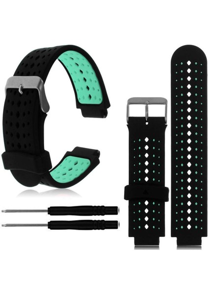 Silikon Bant Askı ve Krom Toka Garmin Forerunner 220 230 235 620 630 735 Siyah ve Nane Yeşil (Yurt Dışından) modelleri