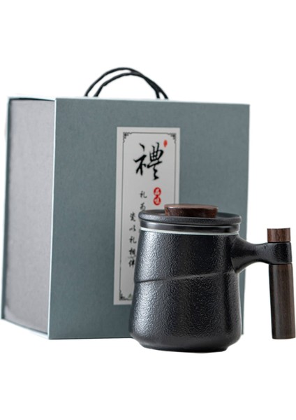 Seramik Çay Kupa ile / Filtre Kapak Tahta Kolu Çay Brewing Siyah Hediye Kutusu Için (Yurt Dışından)