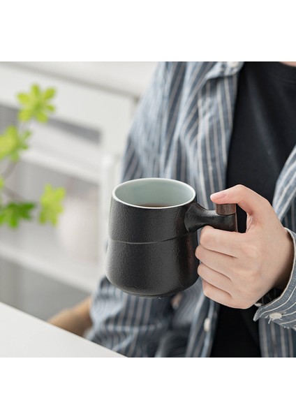 Seramik Çay Kupa ile / Filtre Kapak Tahta Kolu Çay Brewing Siyah Hediye Kutusu Için (Yurt Dışından)
