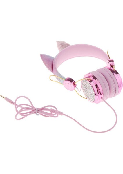 Güzel Unicorn Glitter Çocuklar Kulaklık Kız Çocuklar Için Mikrofon Mikrofon ile Pink 1 (Yurt Dışından)