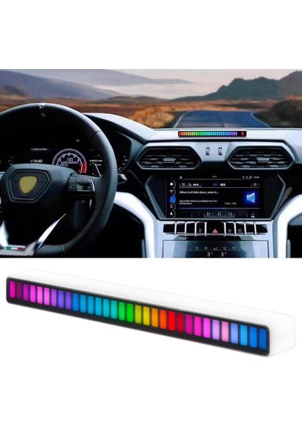 F Fityle Rgb Sesli Aktive Ritim Işık 32 LED Bluetooth Uygulaması Atmosfer Işık Beyaz (Yurt Dışından)