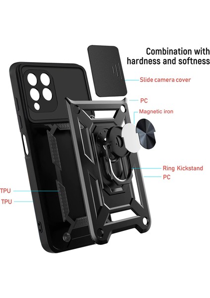 Samsung Galaxy M12 Kılıf Lens Sürgülü Yüzüklü Tank Kılıf Pars fiyatları