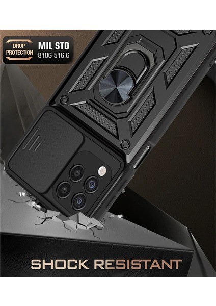 Samsung Galaxy M12 Kılıf Lens Sürgülü Yüzüklü Tank Kılıf Pars fırsatları