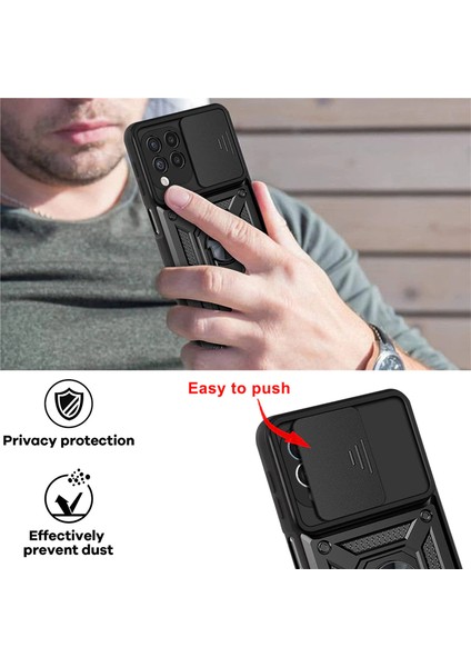 Samsung Galaxy M12 Kılıf Lens Sürgülü Yüzüklü Tank Kılıf Pars indirimleri